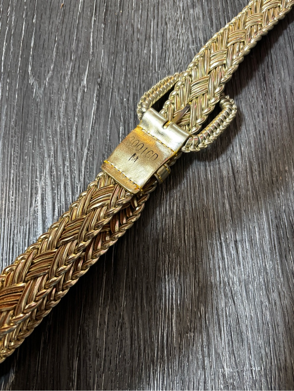 Vintage Metallic Gold Woven Raffia Waist Belt O/S - Picture 4 of 4